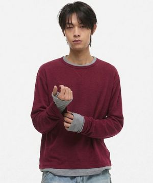 [온플릭xDNSR] 레이어드 보트넥 롱슬리브 버건디/그레이