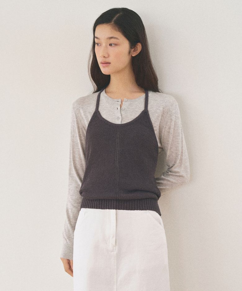 KONNI HALTER KNIT VEST_CHARCOAL