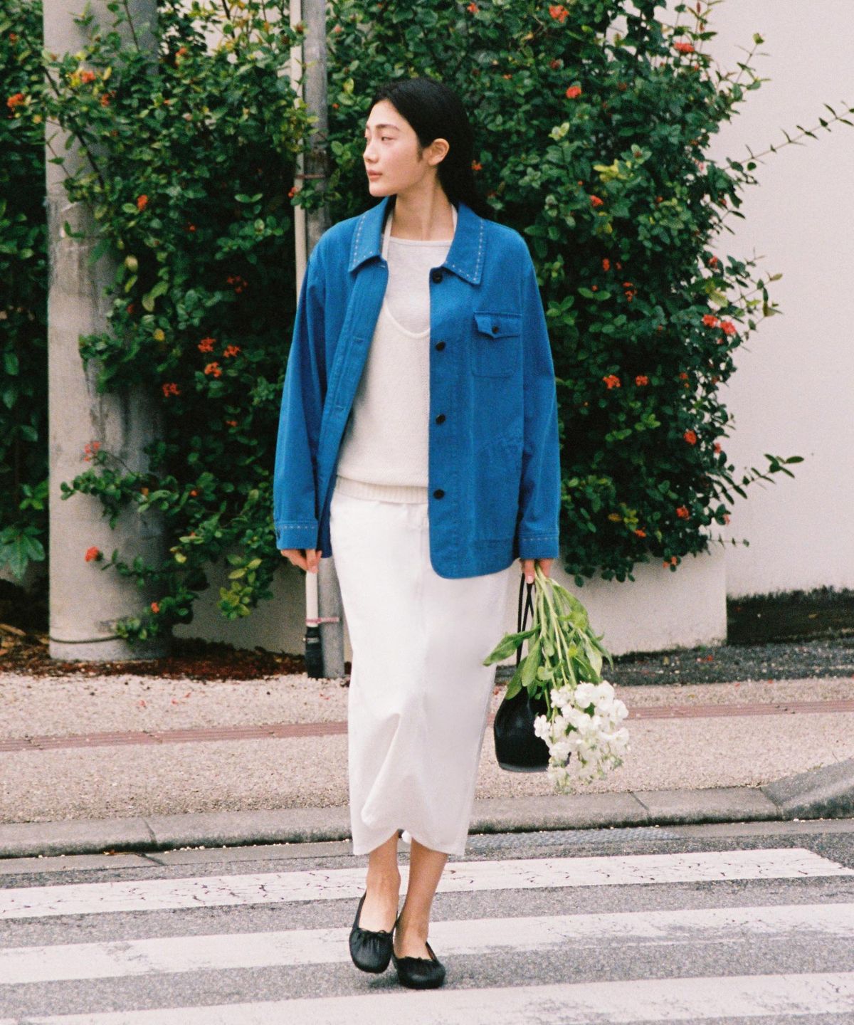 망고매니플리즈(MANGO MANY PLEASE) HEM WASHED SKIRT_IVORY