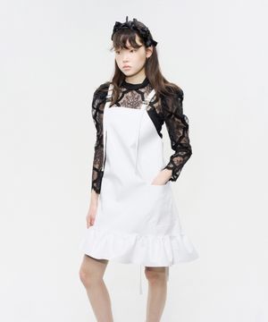 에나멜 프릴 에이프런 화이트