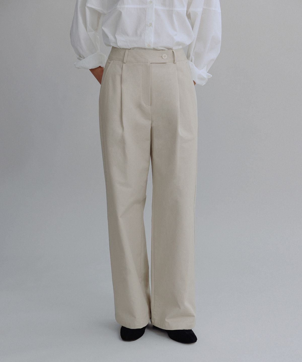 망고매니플리즈(MANGO MANY PLEASE) PLAP COTTON PANTS_GREIGE