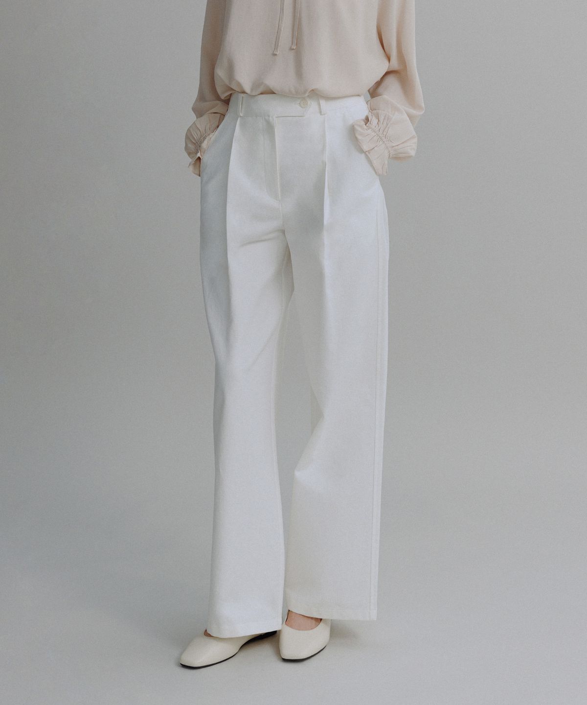 망고매니플리즈(MANGO MANY PLEASE) PLAP COTTON PANTS_IVORY