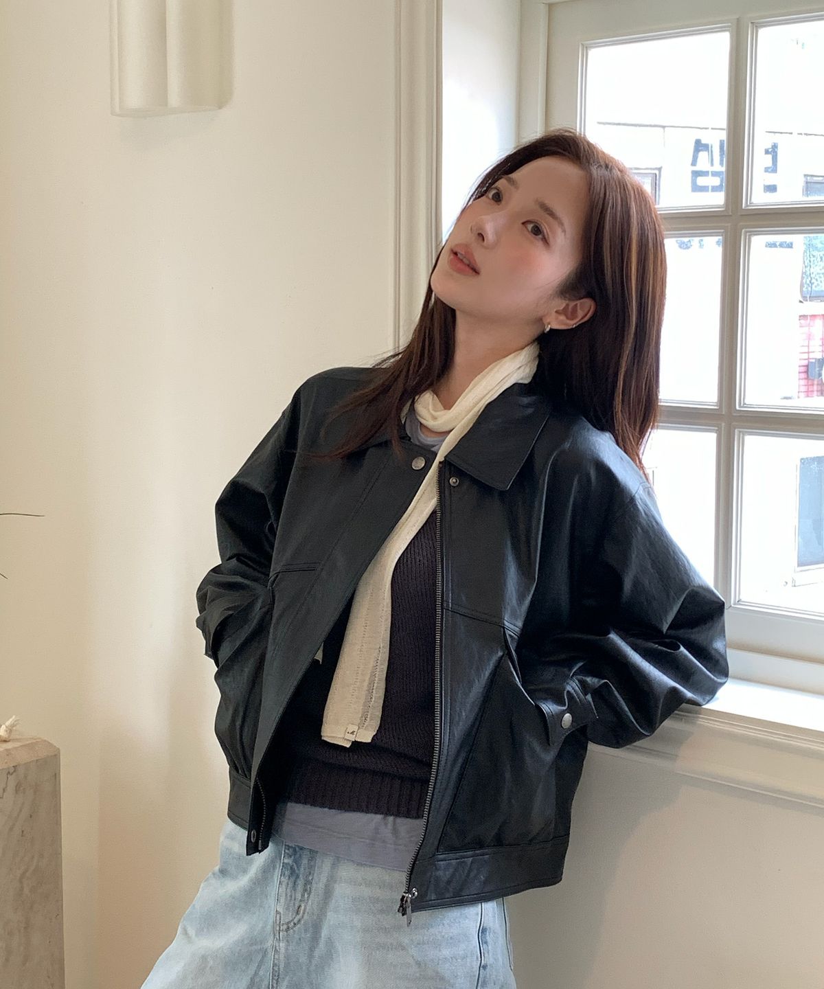 망고매니플리즈(MANGO MANY PLEASE) VICTO LEATHER JUMPER