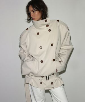 TRENCH HALF SLIT COAT DOVE