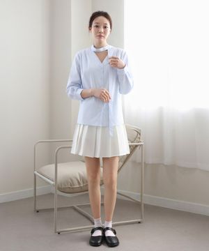 JS 타이 블라우스_블루