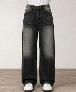 시크릿밴딩 빈티지 워싱 와이드 일자 데님 팬츠 4Color