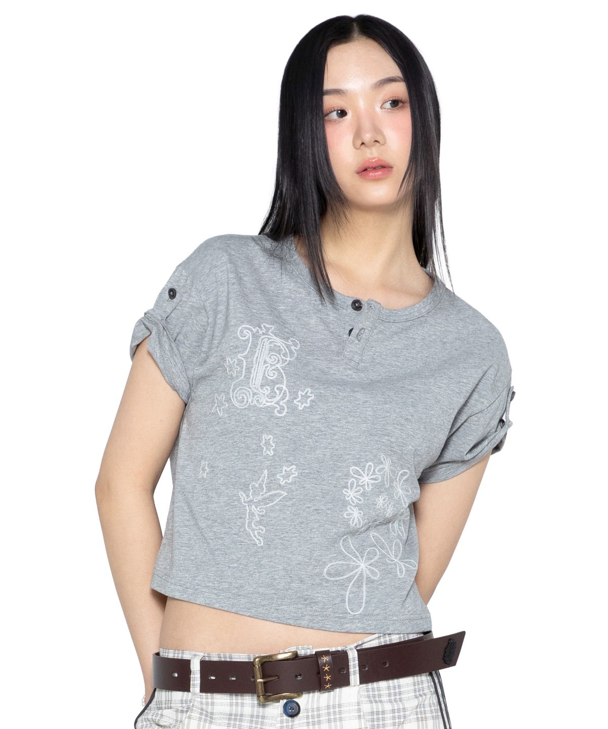 글랙(GLACK) GZT007 키르케 신치백 티셔츠 (GRAY)