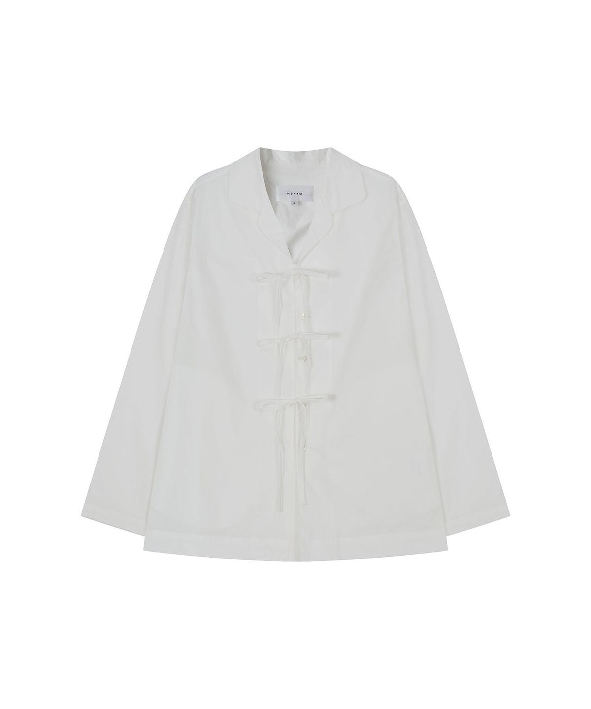 비자비(VIS A VIS) COTTON TIE-FRONT LS SHIRT (WHITE)