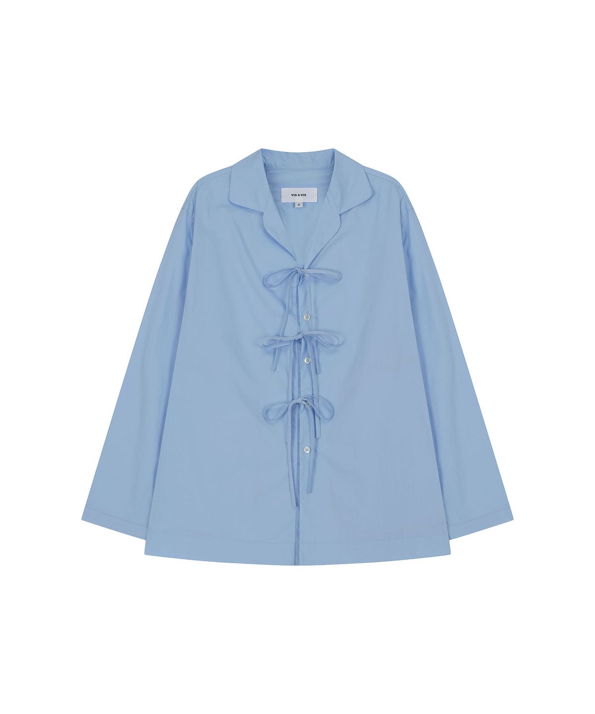 비자비(VIS A VIS) COTTON TIE-FRONT LS SHIRT (L.T BLUE)