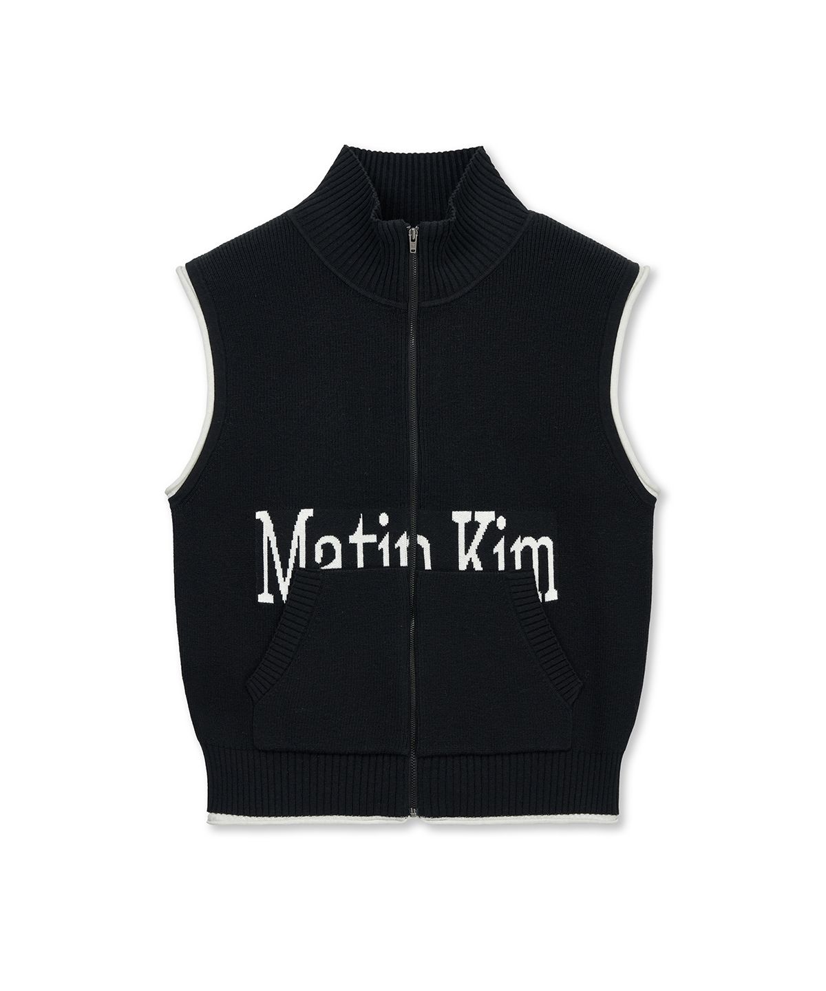 MUSINSA公式 | MATIN KIM MATIN SPELL POINT KNIT ZIP UP VEST IN BLACK