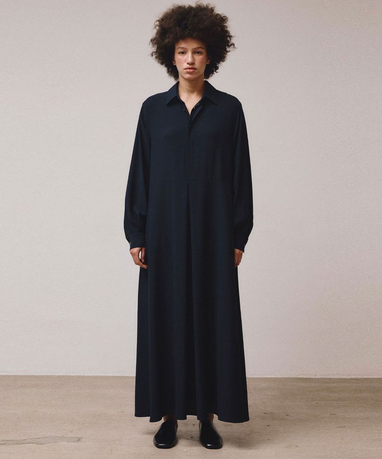 LONG SLEEVED TUNIC SHIRT DRESS (NAVY)