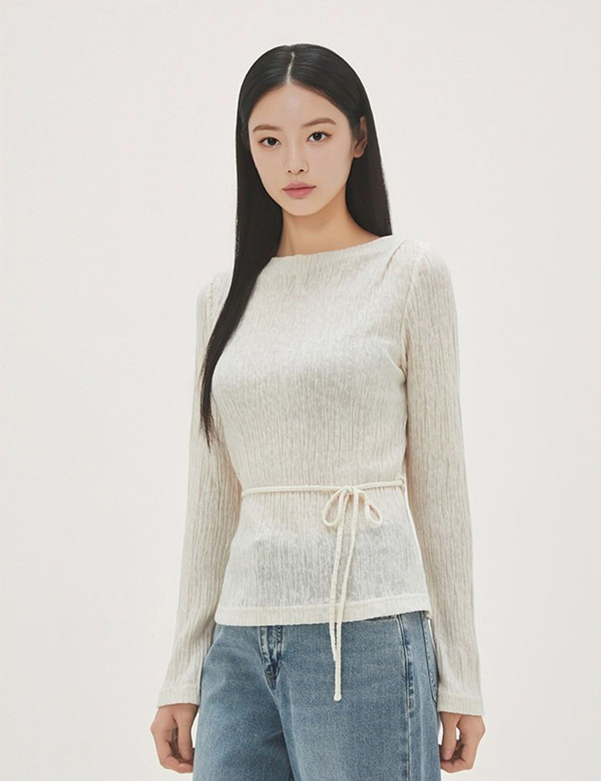 로엠(ROEM) 긴팔 크링클 티셔츠 RMLWG23R18