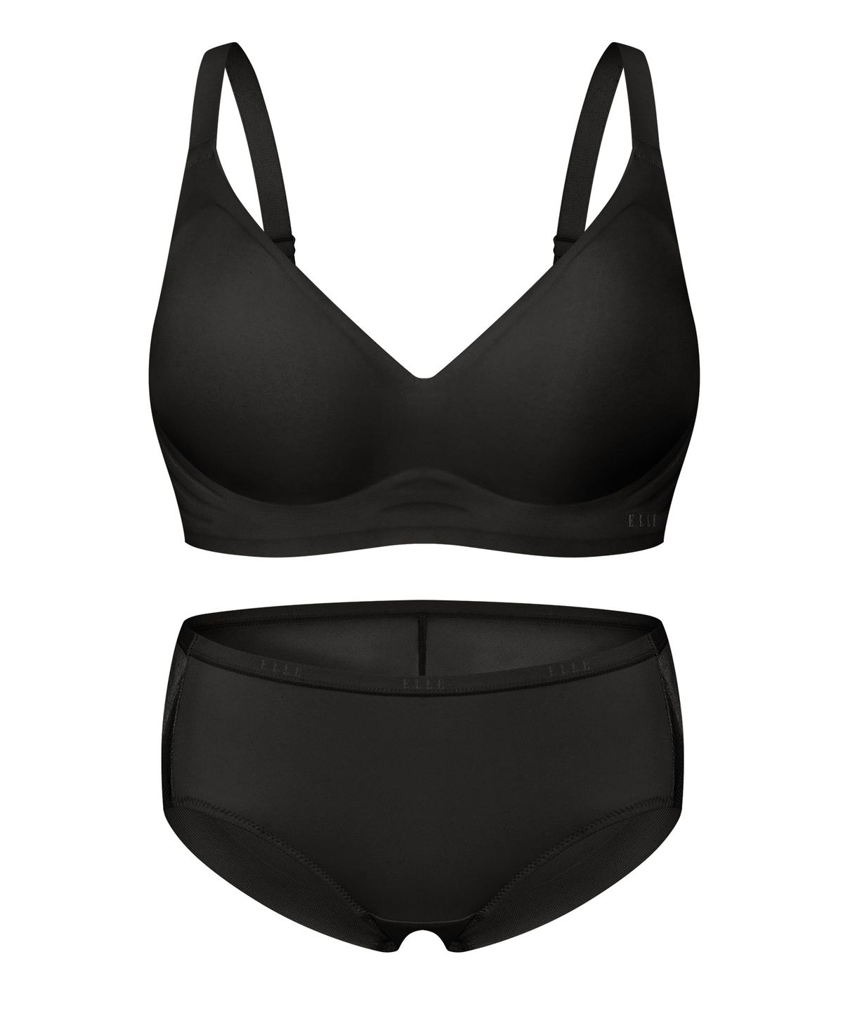 엘르이너웨어(ELLE INNERWEAR) [볼륨핏] 쉐딩 브라 헴팬티 세트 V3_블랙