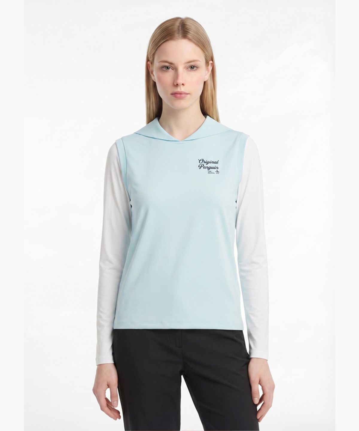 펭귄 바이 먼싱웨어(penguin by munsingwear) 여성 냉감 소매 하이브리드 긴팔 티셔츠 라이트블루 MR222PTL41