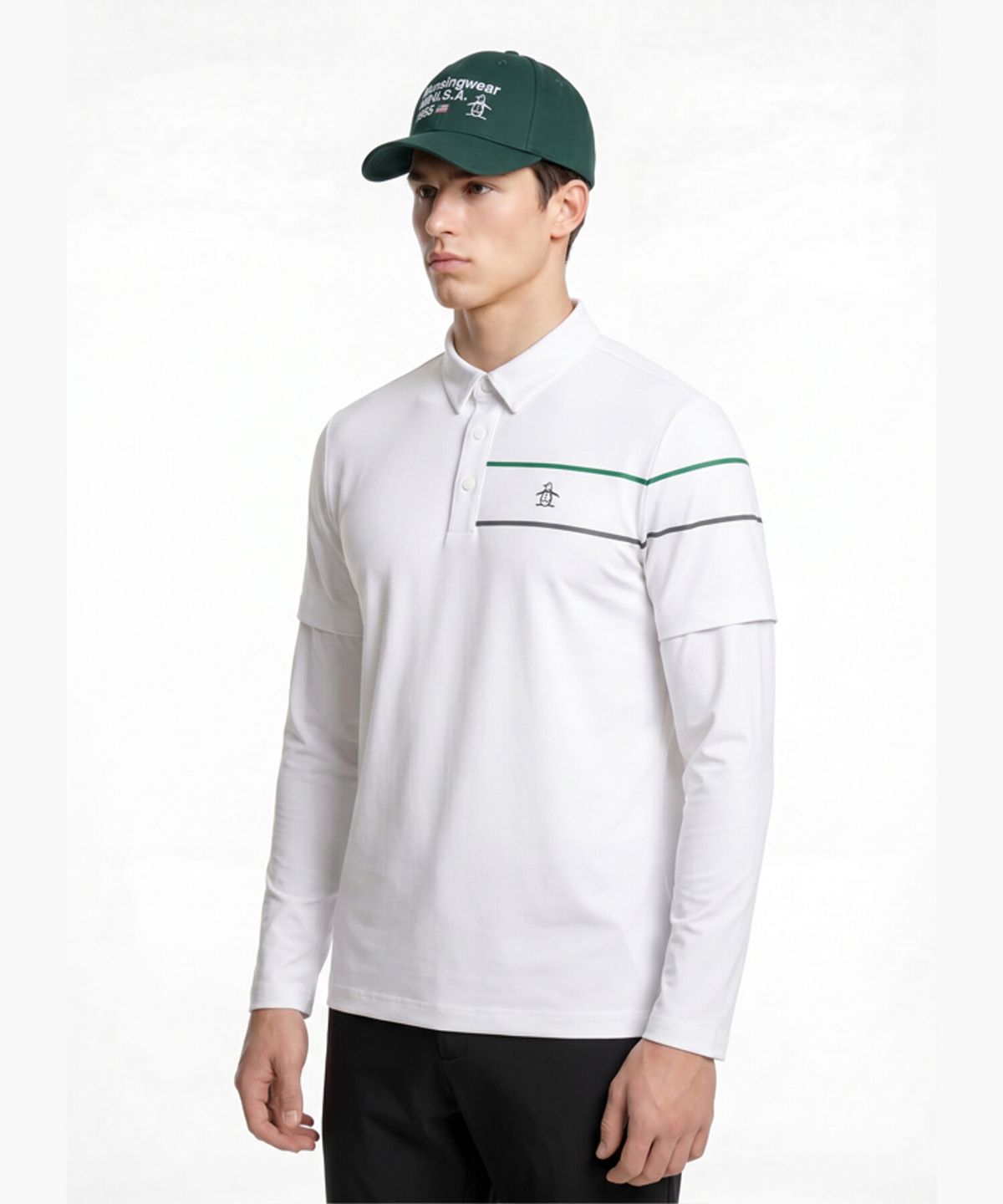 먼싱웨어(MUNSINGWEAR) 남성 반팔 레이어드 냉감 티셔츠 화이트 MR221MTL42