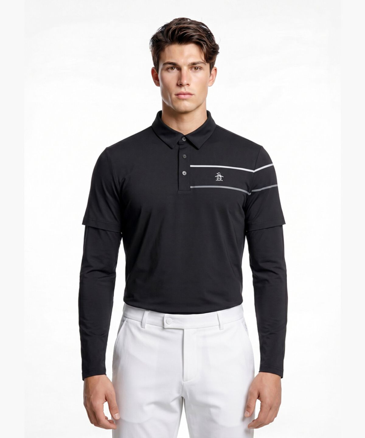 먼싱웨어(MUNSINGWEAR) 남성 반팔 레이어드 냉감 티셔츠 블랙 MR221MTL42