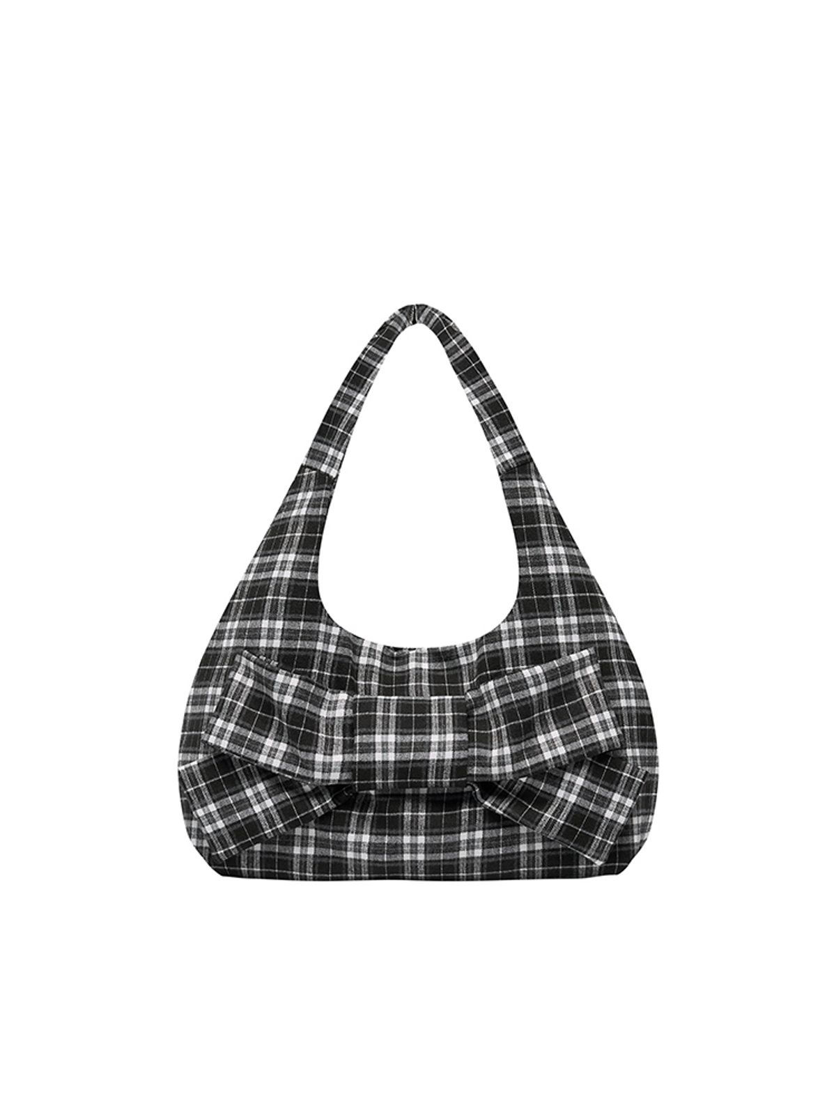 시오(SIO) CHECK RIBBON SHOULDER BAG [BLACK]