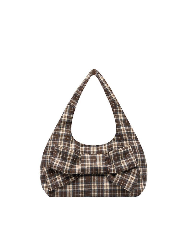 CHECK RIBBON SHOULDER BAG [BROWN]