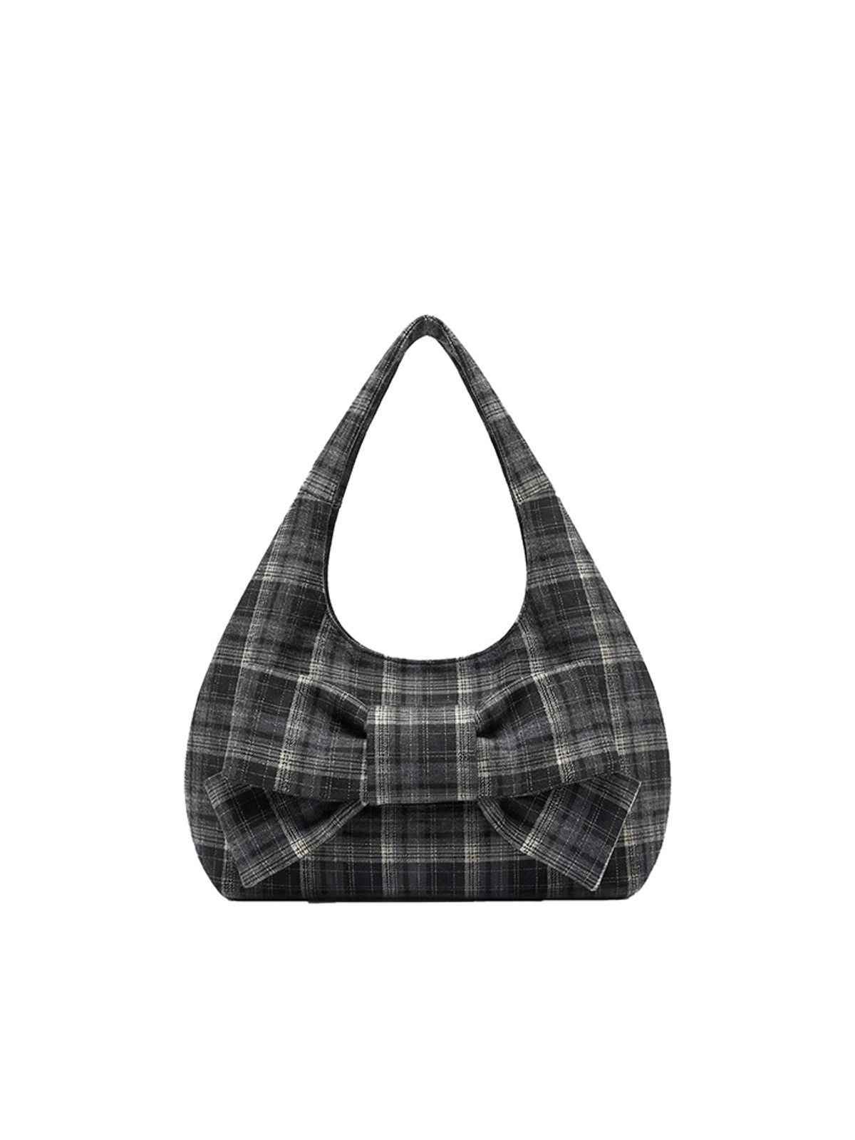 시오(SIO) CHECK RIBBON SHOULDER BAG [GREY]