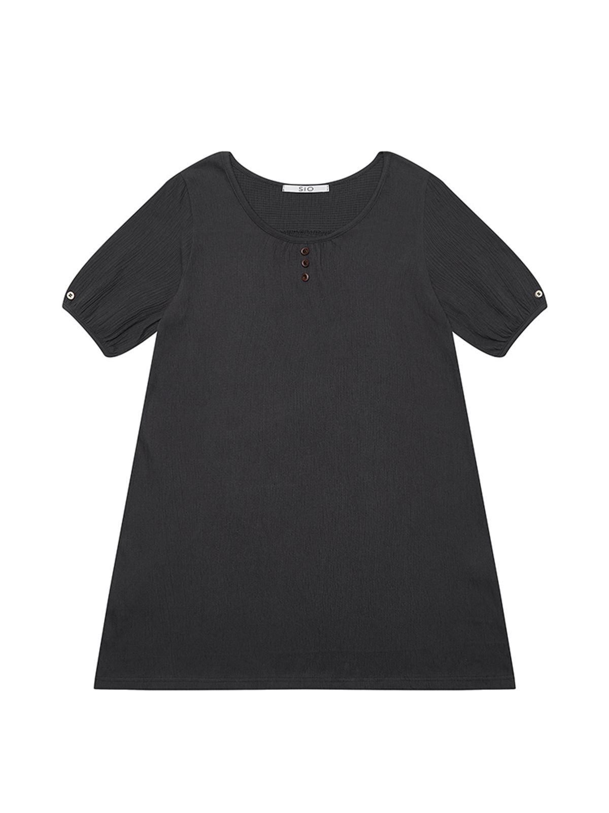 시오(SIO) WRINKLE PUFF MINI DRESS [NAVY]