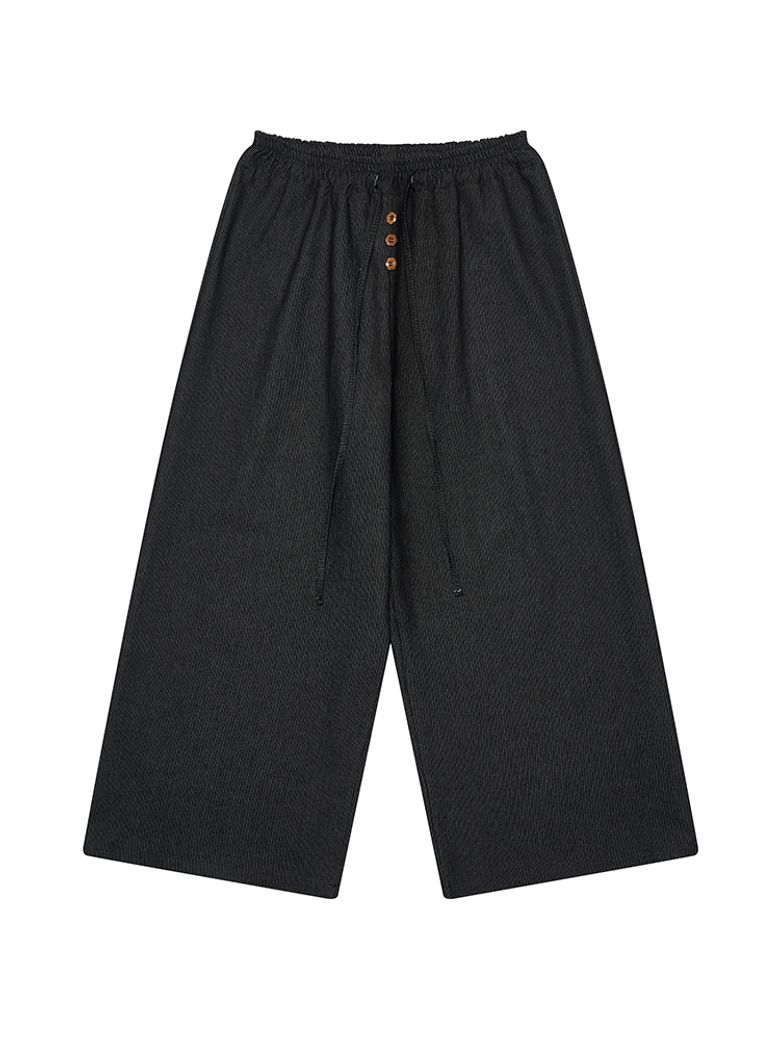 STRIPE BANDING DENIM PANTS [BLACK]