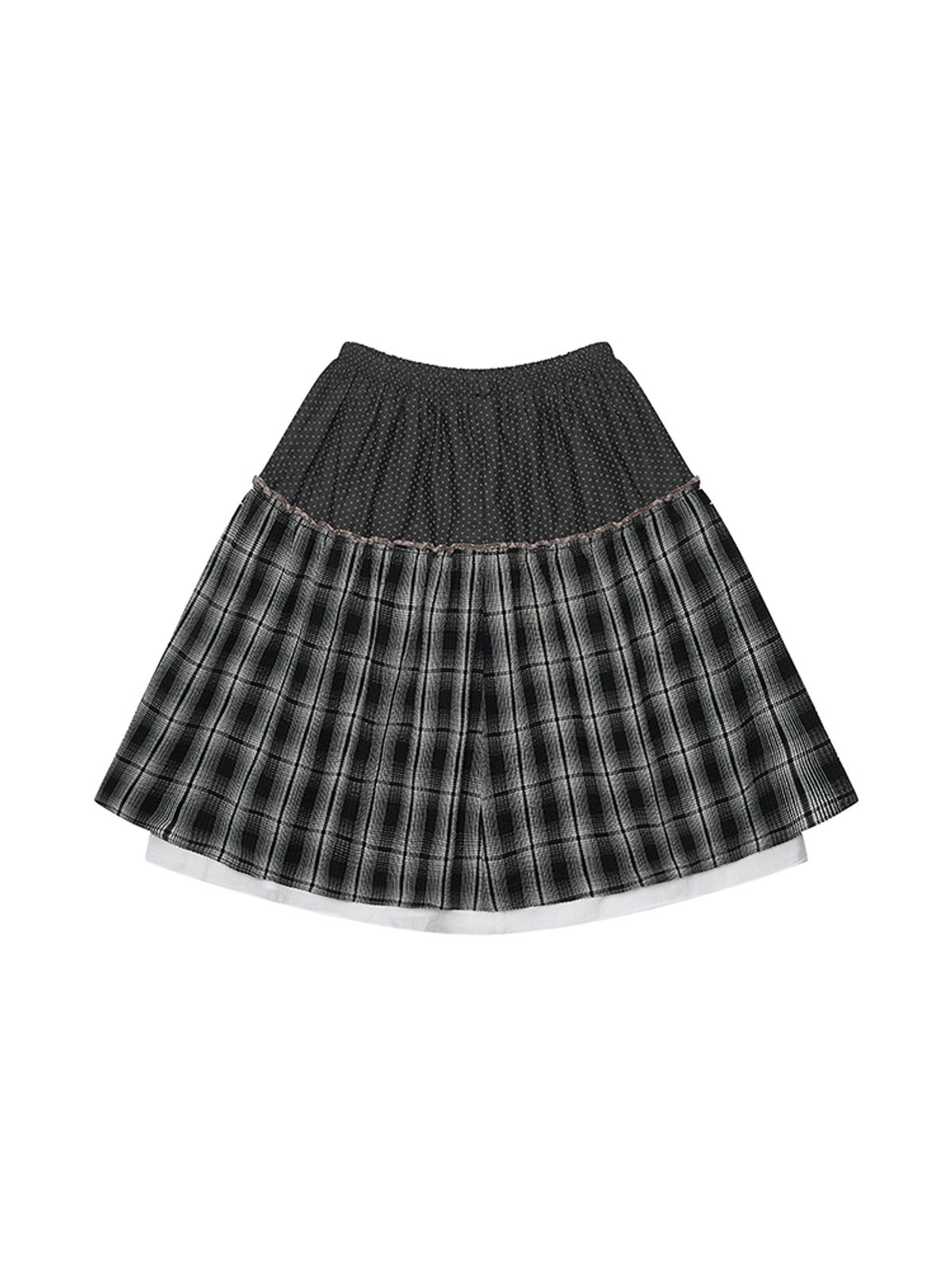 시오(SIO) OAA CHECK SHIRRING SKIRT [BLACK]