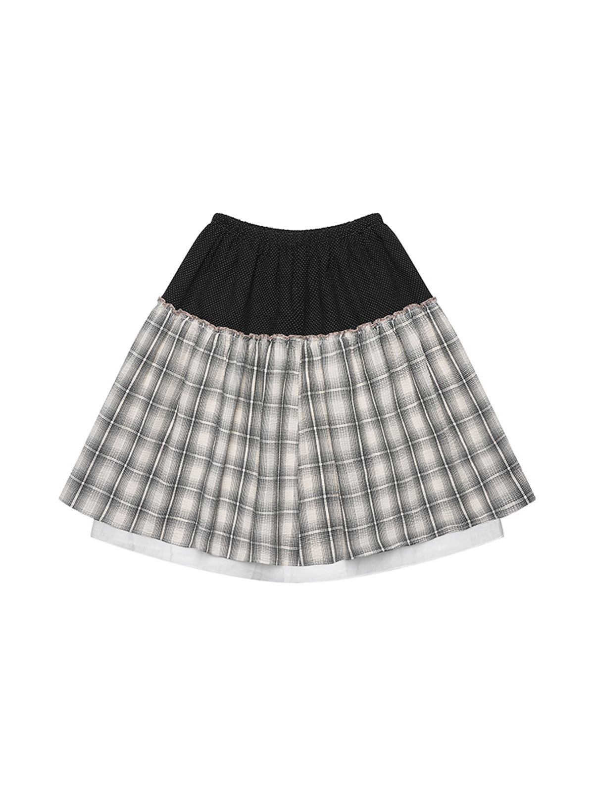 시오(SIO) OAA CHECK SHIRRING SKIRT [IVORY]