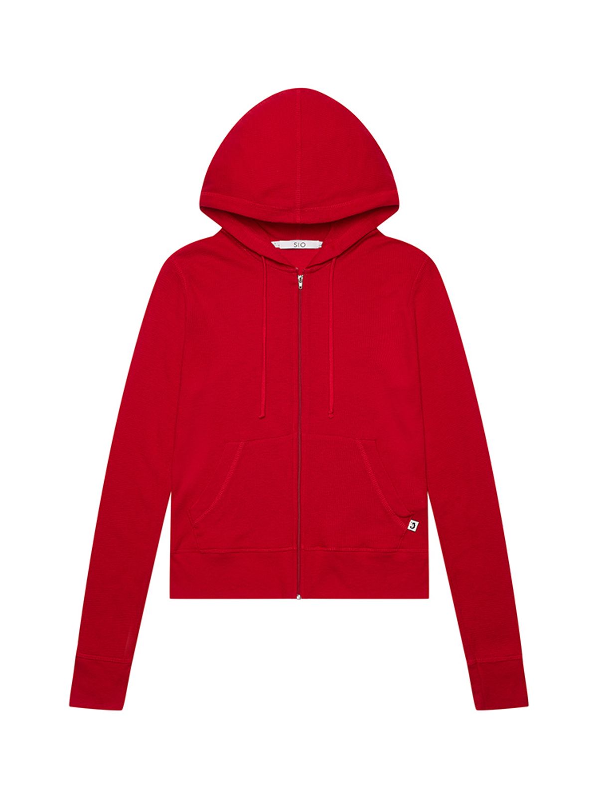 시오(SIO) STITCH WAFFLE HOOD ZIPUP [RED]