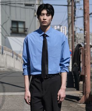 DIEMS 고밀도 면100 바이오 워싱 셔츠_블루 (세미 오버핏)_LDSXA63OSL