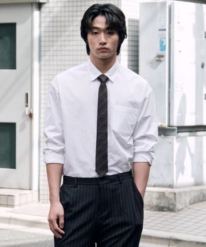 DIEMS 고밀도 면100 바이오 워싱 셔츠_화이트 (세미 오버핏)_LDSXA61OSW