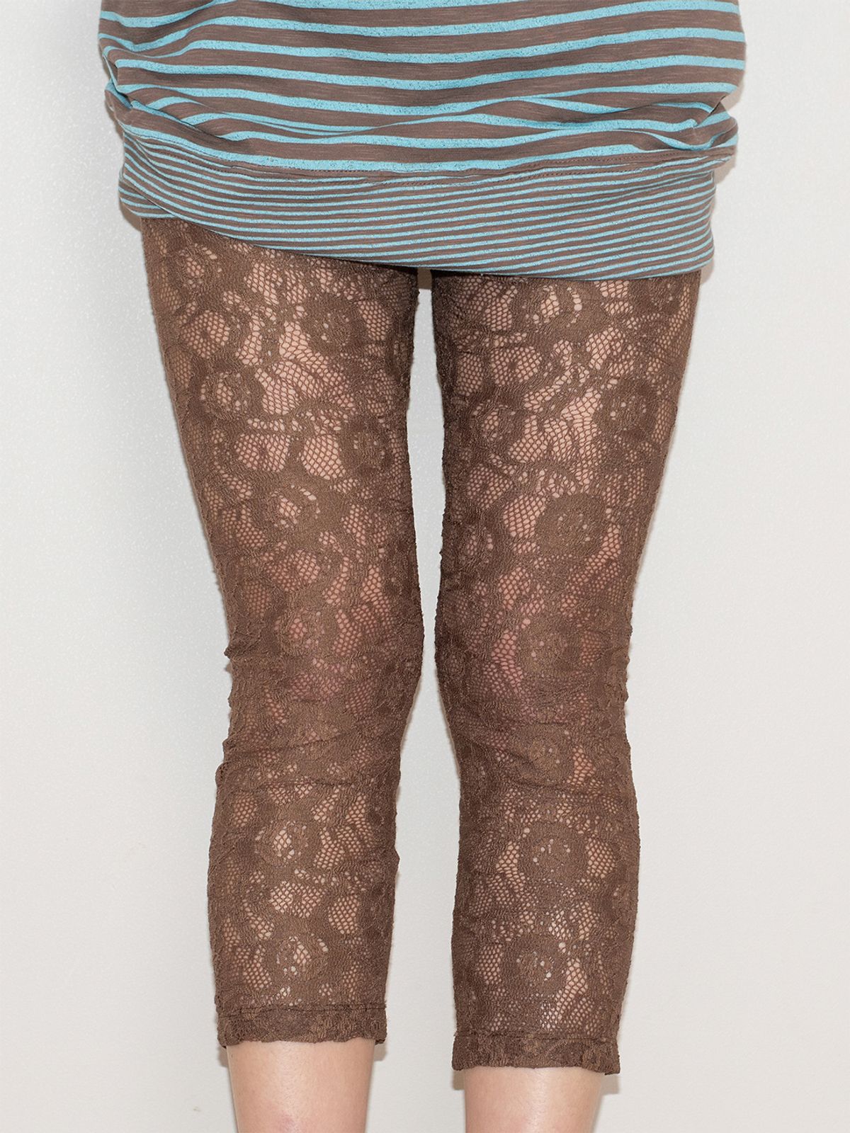 온스카(ONSKA) ROSE SHEER LACE LEGGINGS (CHOCOLATE)