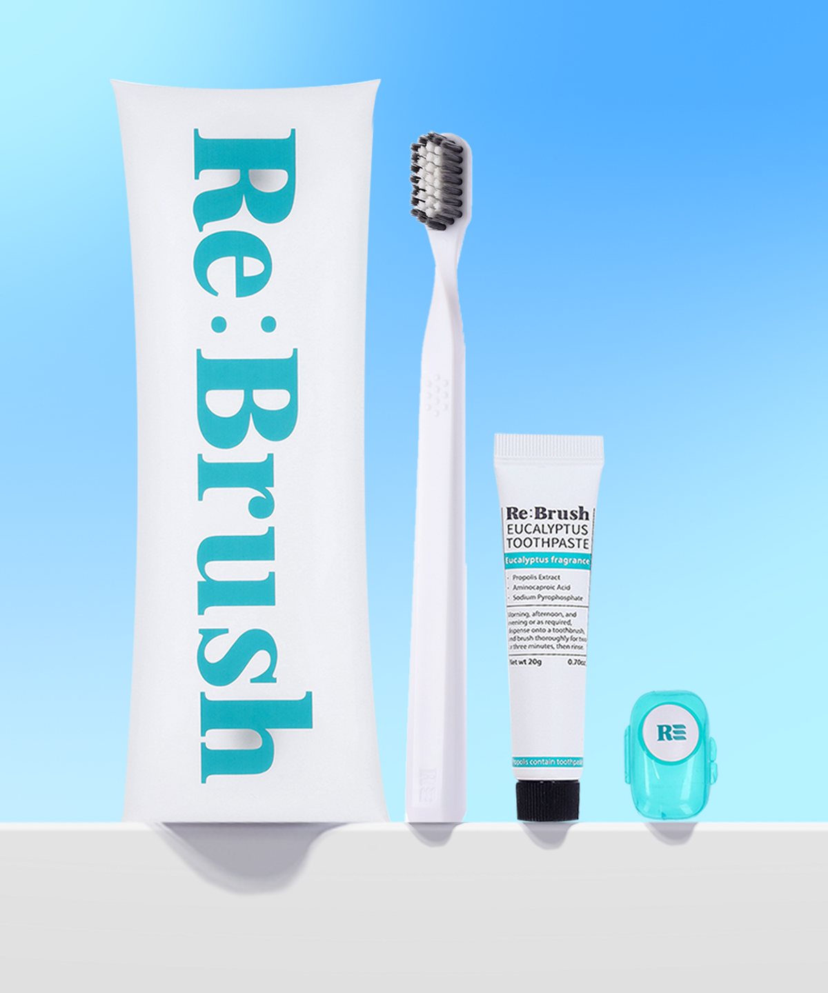 리브러쉬(REBRUSH) 덴탈 트래블 베이직 키트 (칫솔+치약 20g+살균캡)