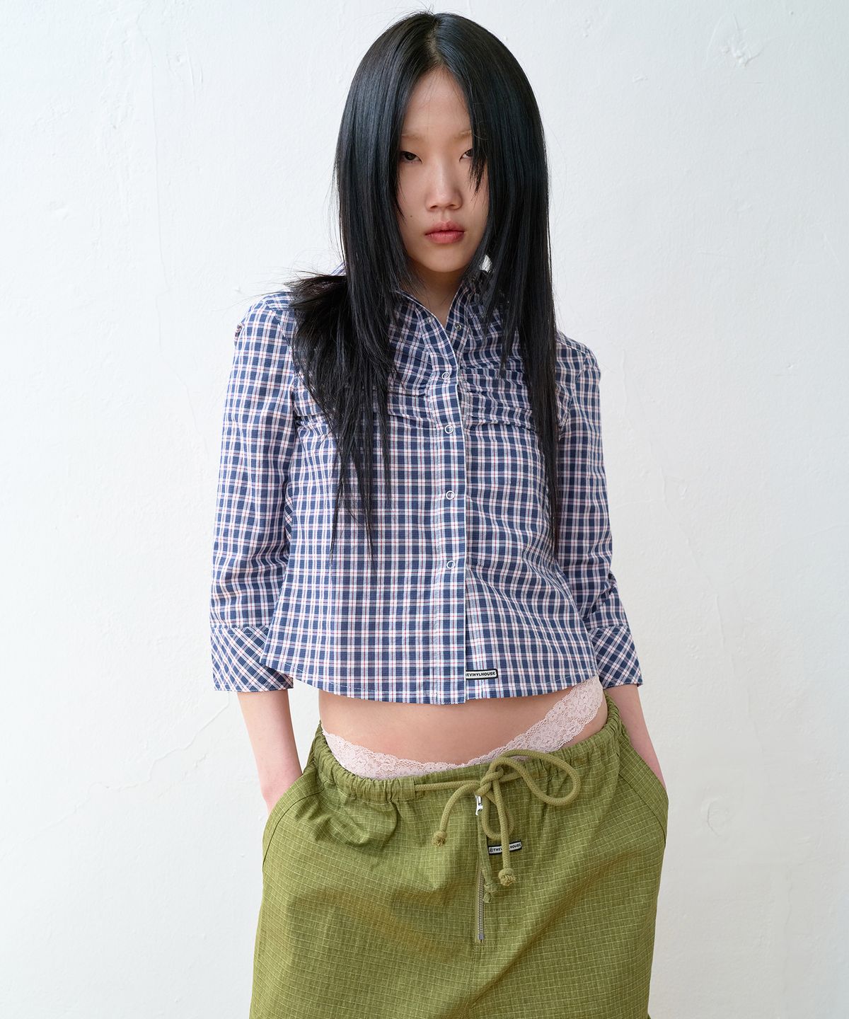 더바이닐하우스(THEVINYLHOUSE) THREE-QUARTER SLEEVE SHIRTS (W) BLUE