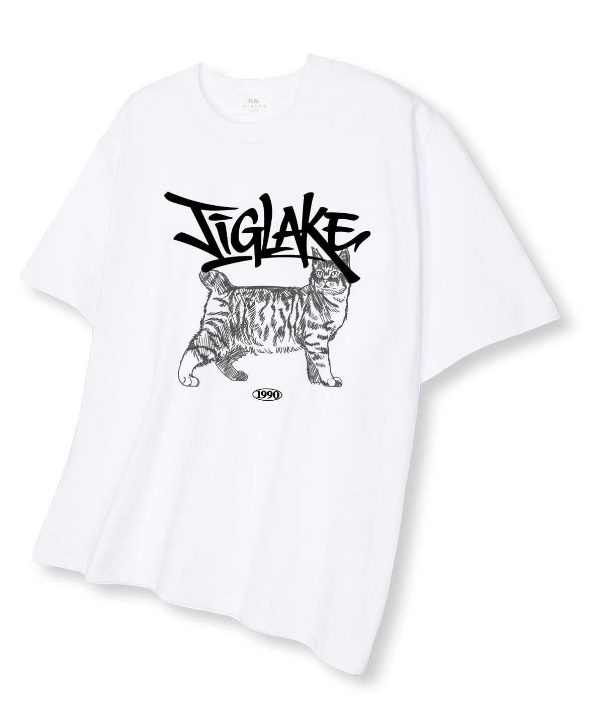 티글레이크(TI.GLAKE) 캣스케치 오버핏 반팔 티셔츠 화이트