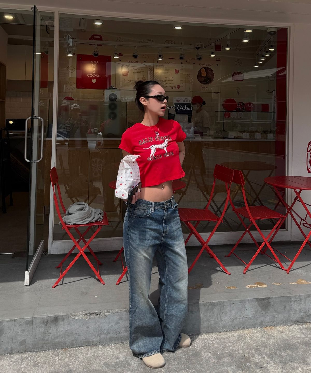에즈이프 캘리(ASIF CALIE) DALMATIAN CROP T-SHIRT RED