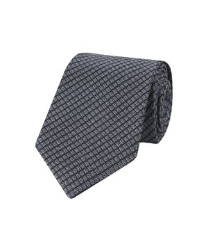 실크혼방 미니체크 넥타이 그레이