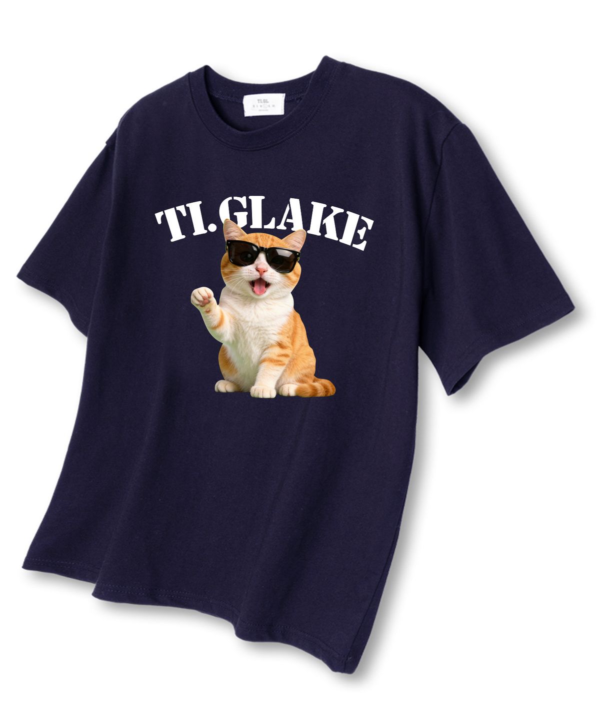 티글레이크(TI.GLAKE) 글래스캣  오버핏 반팔 티셔츠 네이비