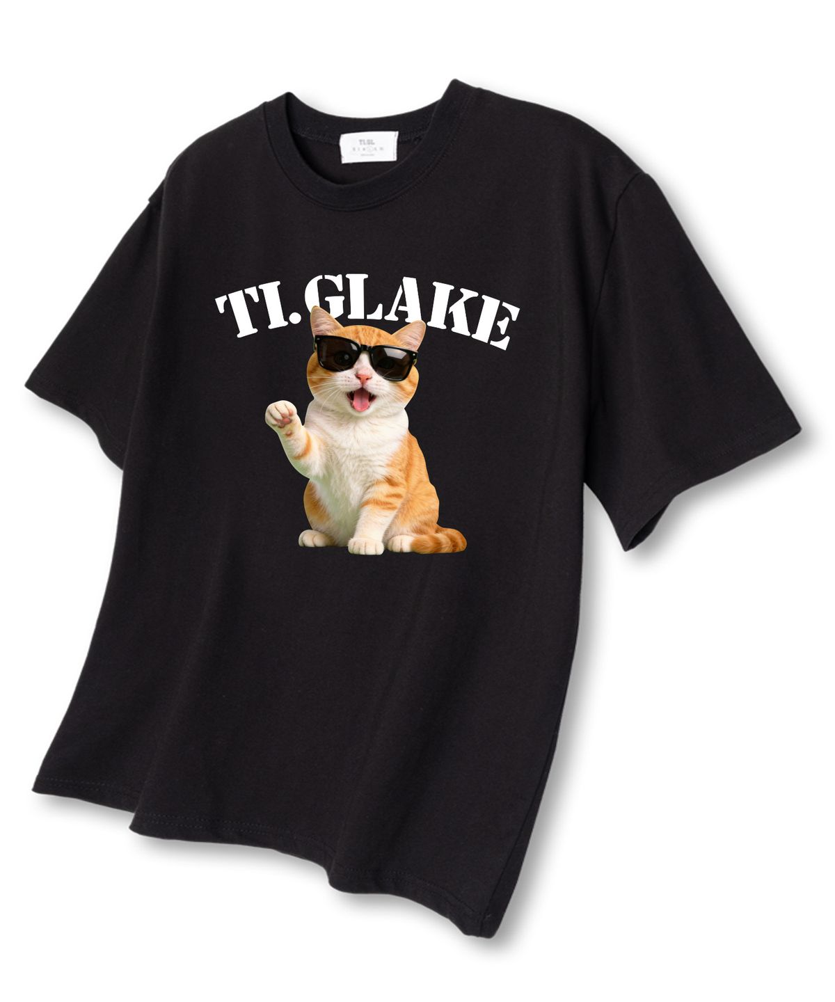 티글레이크(TI.GLAKE) 글래스캣  오버핏 반팔 티셔츠 블랙