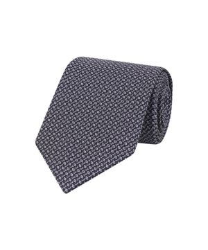 실크100 지오메트릭 패턴 올오버 넥타이 네이비