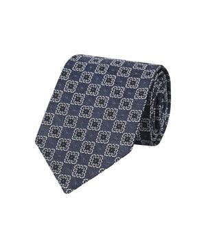 실크100 오리엔탈 패턴 올오버 넥타이 네이비