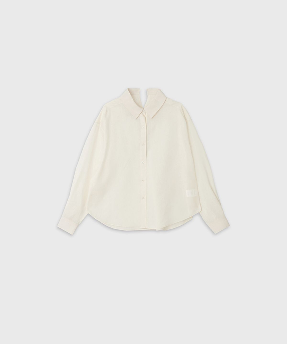 더룸(THELOOM) SHEER SPLIT-NECK SHIRT_LIGHT BEIGE