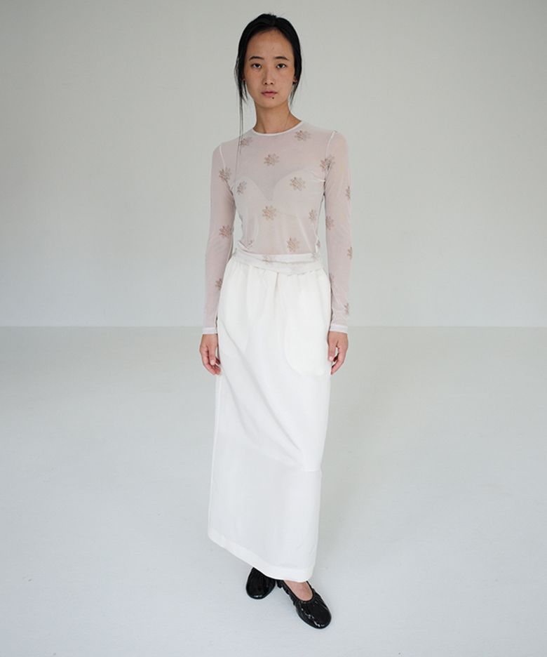 PRINT SEE-THROUGH TEE _LIGHT BEIGE