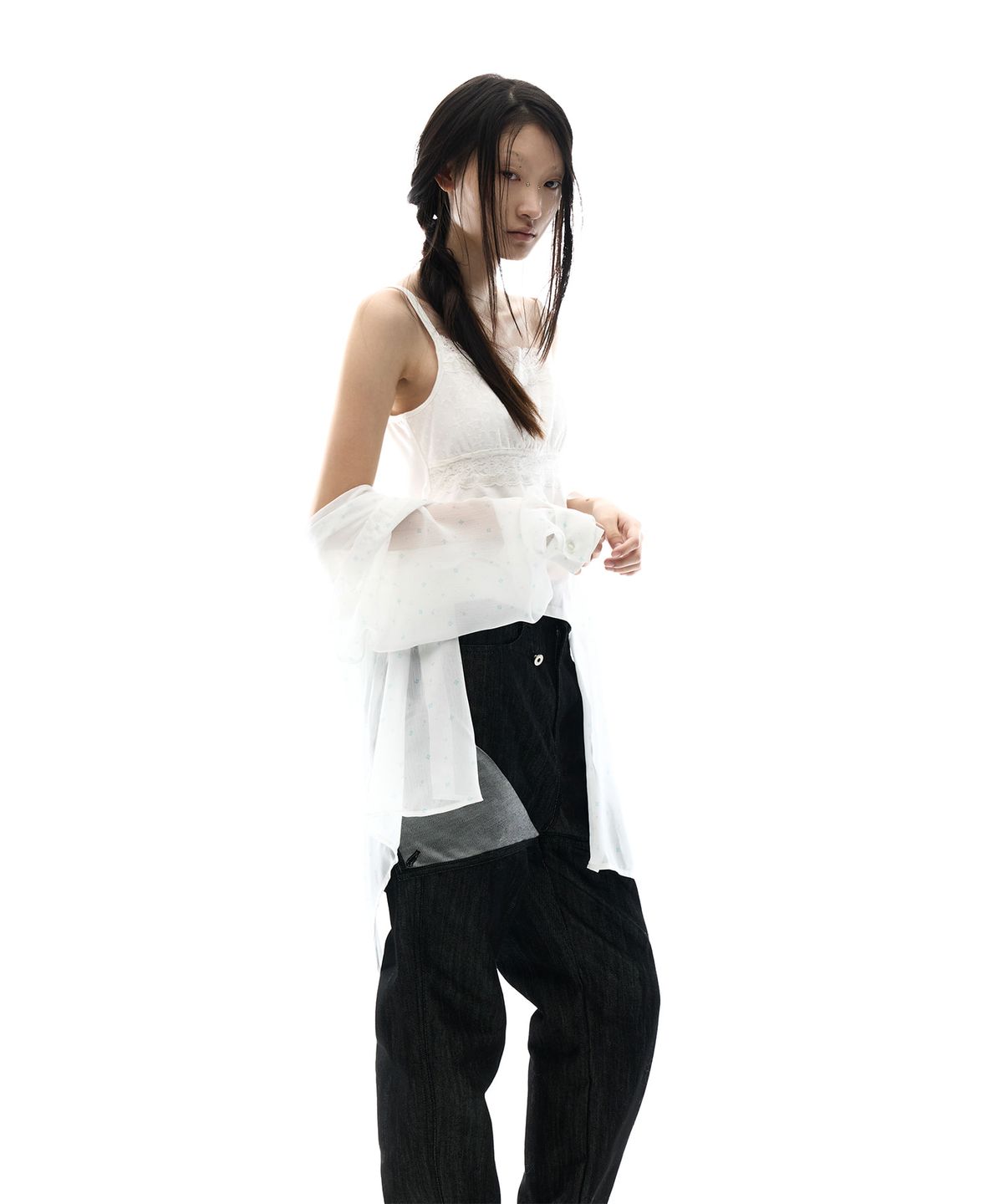 오호스(OJOS) Double Strap Lace Sleevless / Off White