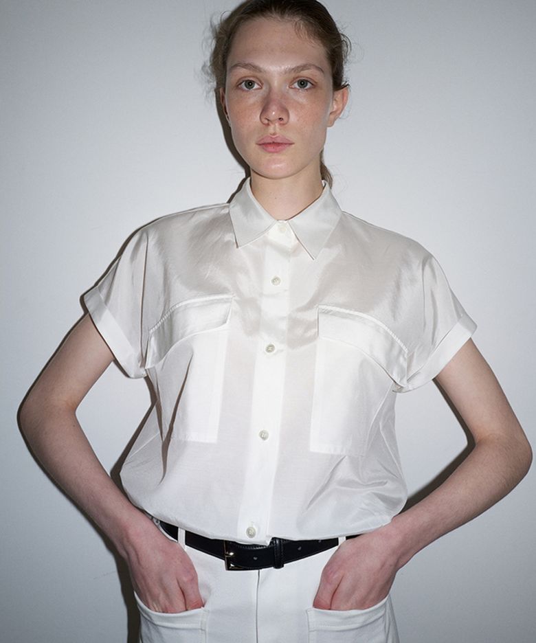 SLEEVELESS POCKET SHIRT_WHITE