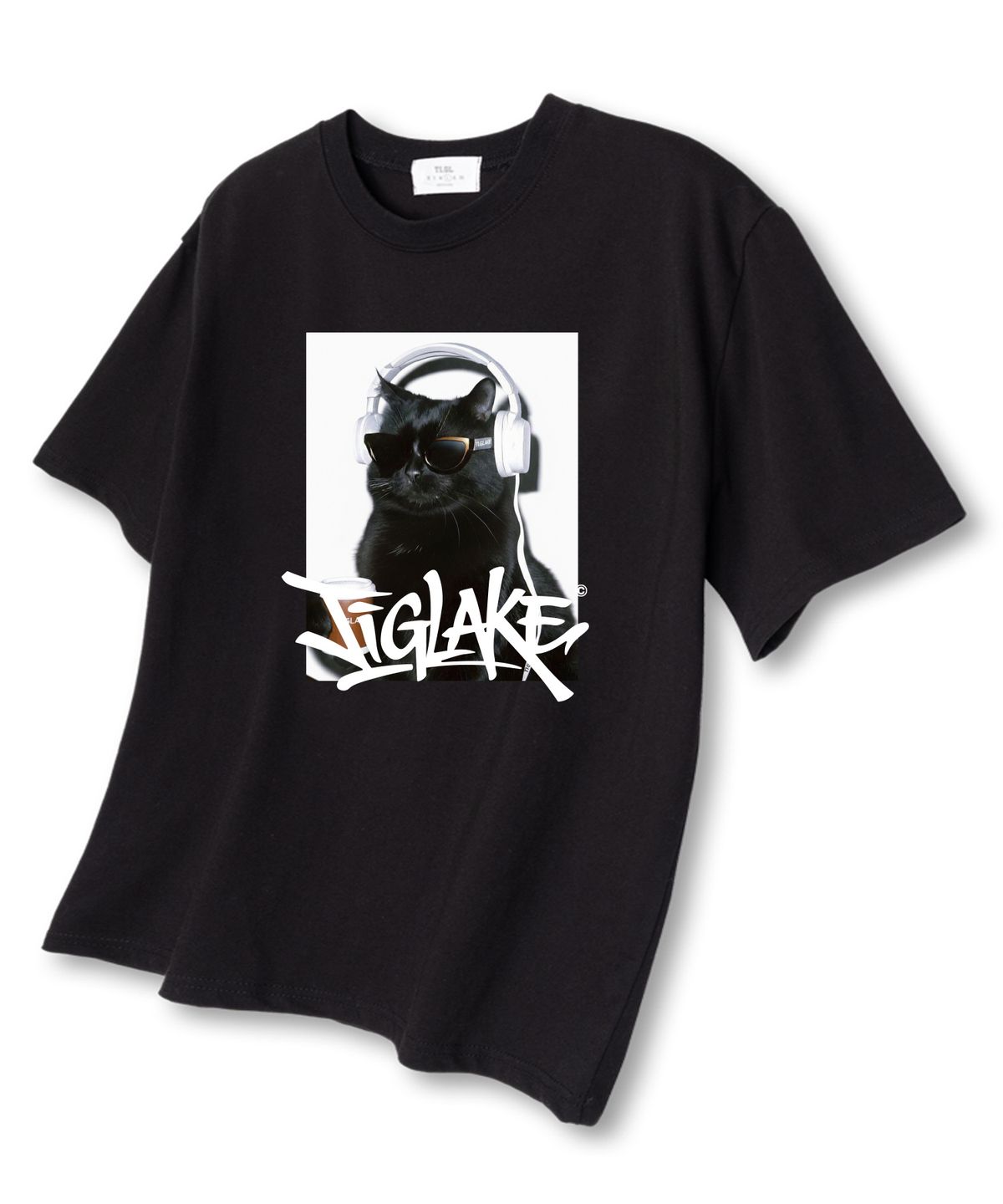 티글레이크(TI.GLAKE) 돈보덜미캣 오버핏 반팔 티셔츠 블랙