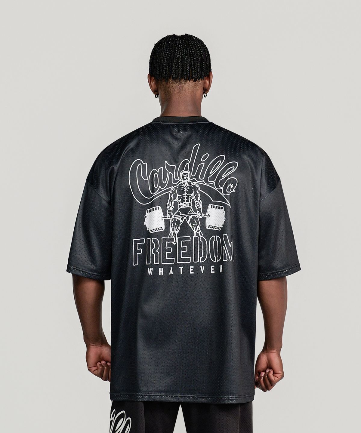 프리덤(FREEDOM) 카딜로 리프트업 메쉬 그래픽 티셔츠 (블랙)