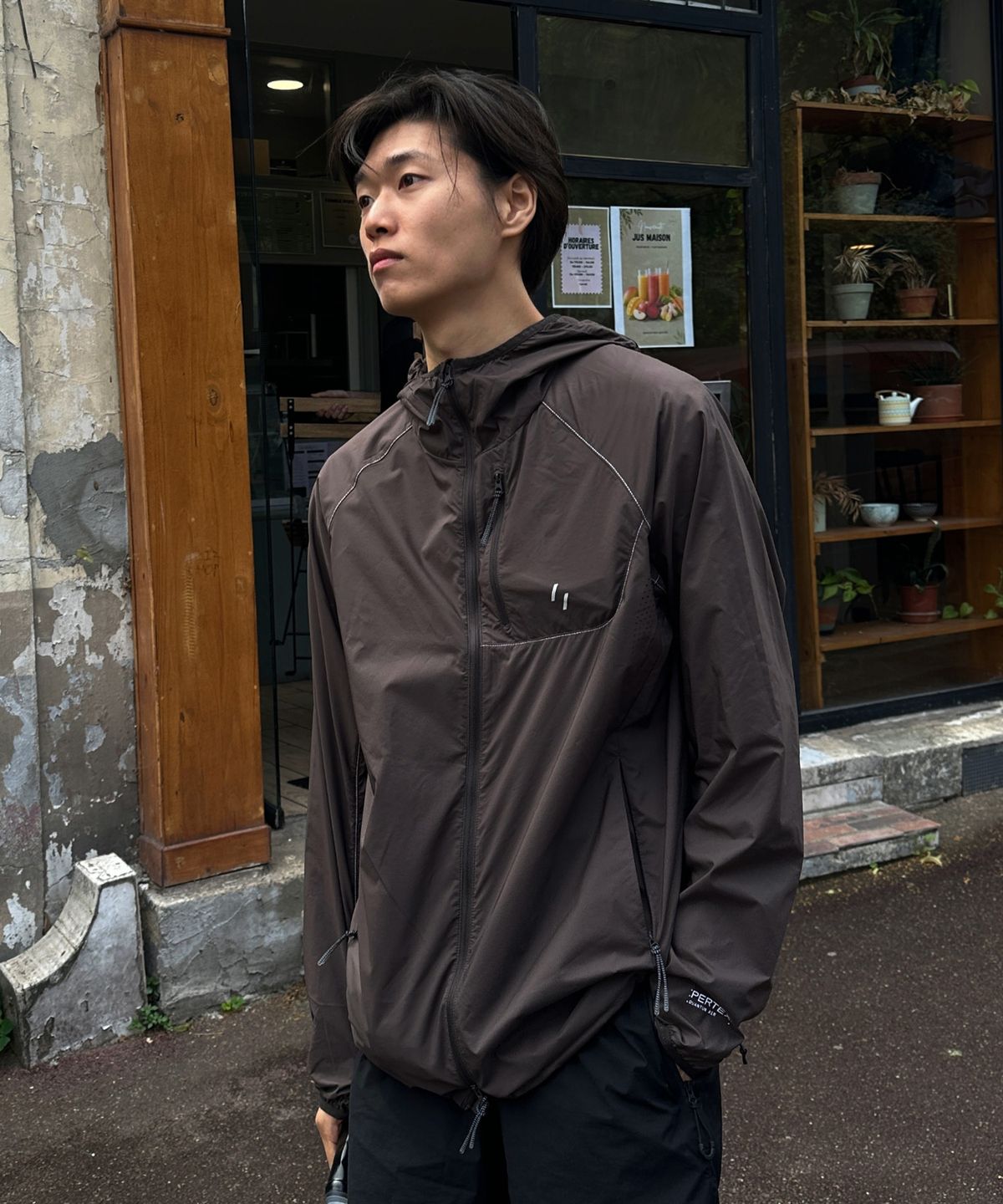 웰터 익스페리먼트(WELTER EXPERIMENT) AIRBACK PERTEX LIGHT WINDBREAKER JACKET_BROWN