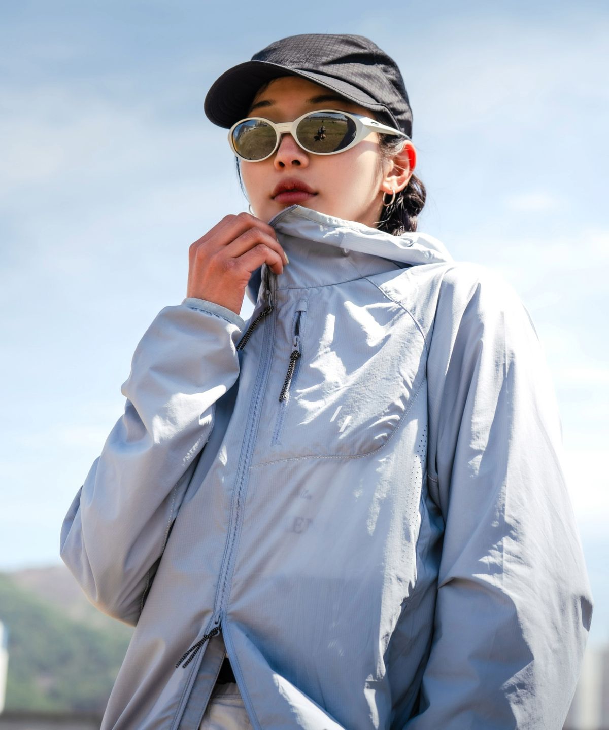웰터 익스페리먼트(WELTER EXPERIMENT) AIRBACK PERTEX LIGHT WINDBREAKER JACKET_SKY BLUE