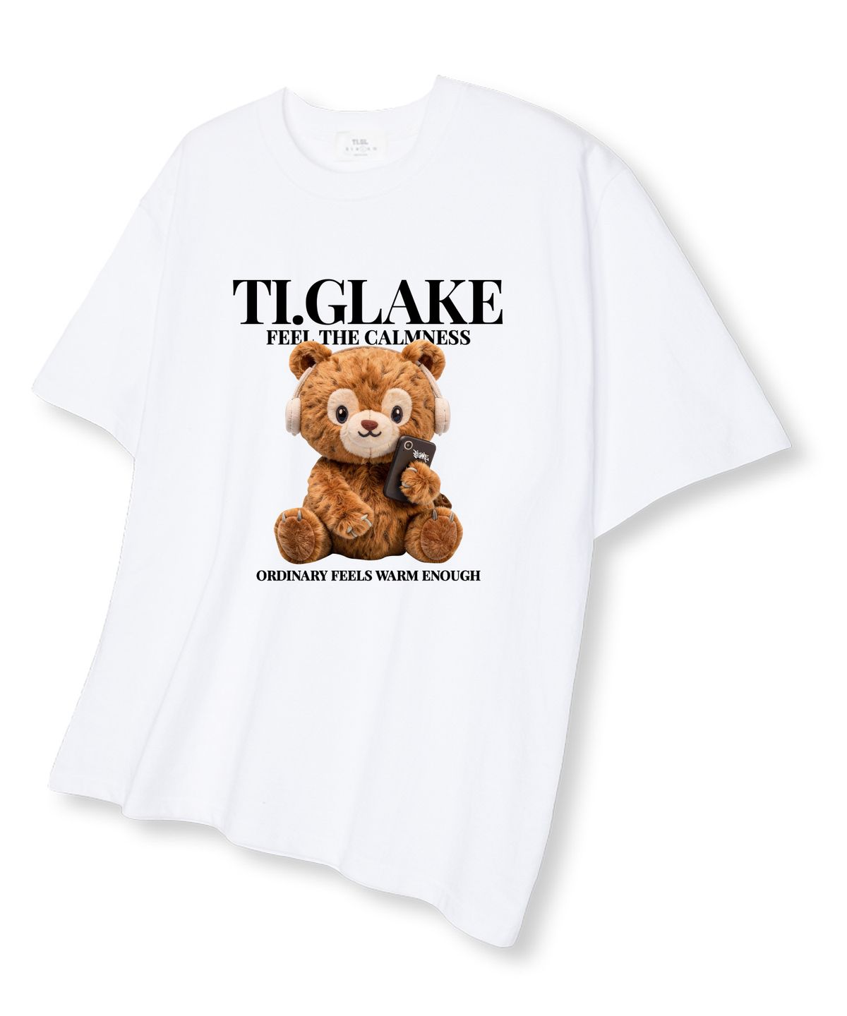 티글레이크(TI.GLAKE) 헤드셋베어 오버핏 반팔 티셔츠 화이트