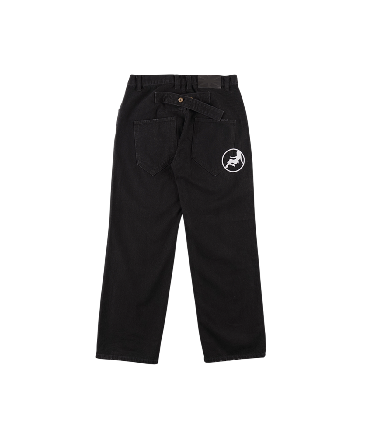 이알티알(ERTR) Back Belt Distressed Denim Pants Black